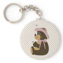 Pretty Brown Bear Tan Plaid Keychain keychains