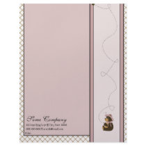 Pretty Brown Bear Tan Plaid Letterhead letterhead