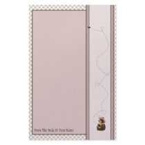 Pretty Brown Bear Tan Plaid Stationery stationery