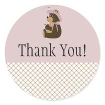 Pretty Brown Bear Tan Plaid Thank You Sticker stickers