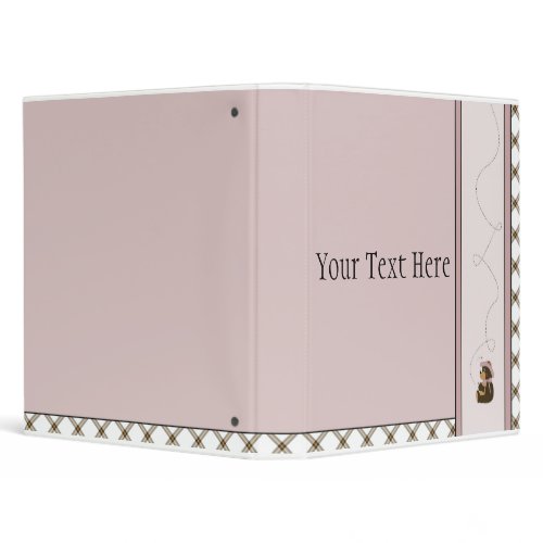 Pretty Brown Bear With Bees Toffee Plaid Binder