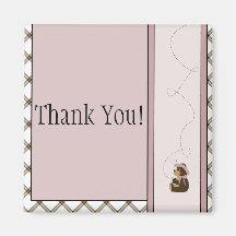 Pretty Brown Bear Toffee Plaid Customizable Magnet
