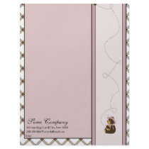 Pretty Brown Bear Toffee Plaid Letterhead letterhead