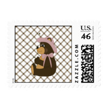 Pretty Brown Bear Toffee Plaid Stamps stamps