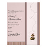 Pretty Brown Bear Vertical Stripes Invitation