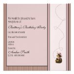 Pretty Brown Bear Vertical Stripes Invitation
