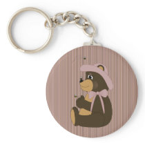 Pretty Brown Bear Vertical Stripes Keychain keychains