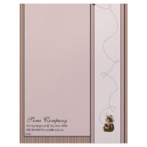 Pretty Brown Bear Vertical Stripes Letterhead letterhead