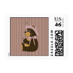 Pretty Brown Bear Vertical Stripes Stamps