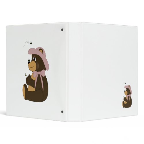 Pretty Brown Bear With Bees Binder