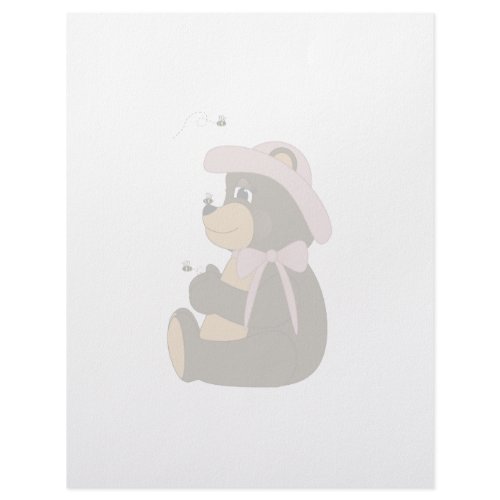 Pretty Brown Bear With Bees Letterhead