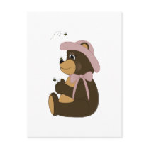 Pretty Brown Bear With Bees Postcard