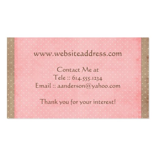 Pretty Brown Bow Business Cards (back side)