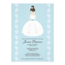 Pretty Brunette Bridal Shower Invitations