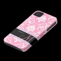 Pretty Bubblegum Pink and white damask w/ monogram casemate cases