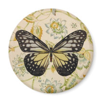 Pretty Butterfly on Jacobean Floral magnets by JuJuGarden Pretty Butterfly on Jacobean Floral magnets