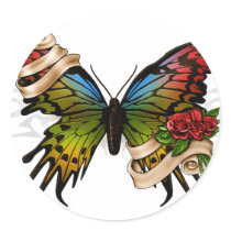 Pretty Butterfly Round Sticker