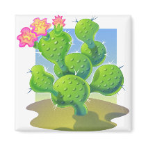 Pretty Cactus Vector Fridge Magnets