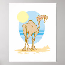 pretty camel and pyramids scene poster