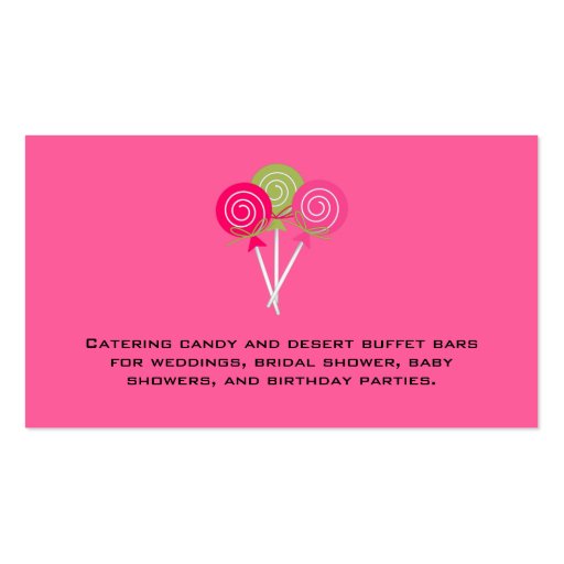 Pretty Candy and Desert Catering Business Card (back side)