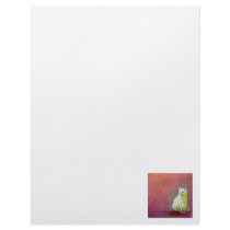 Pretty cat white kitty sitting for portrait art letterhead design
