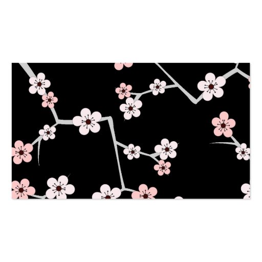 Pretty Cherry Blossums - Black and Pale Pink Business Card Template (back side)
