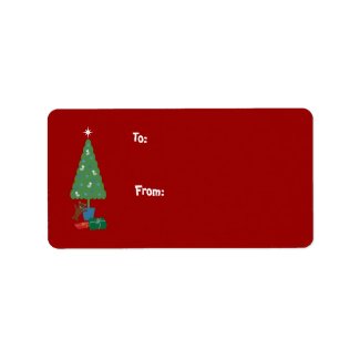 Pretty Christmas Tree Red Gift Labels label