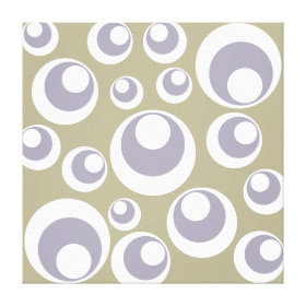 Pretty Circles and Dots Lavender Brown Design Stretched Canvas Print
