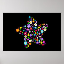 Pretty Colorful Floral Star Posters