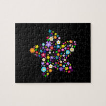 Pretty Colorful Floral Star Puzzles