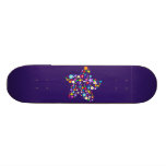 Pretty Colorful Floral Star Skateboard