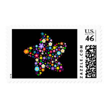 Pretty Colorful Floral Star Stamps