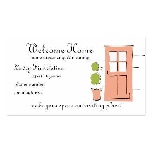 Pretty Coral Door Business Card Template (front side)
