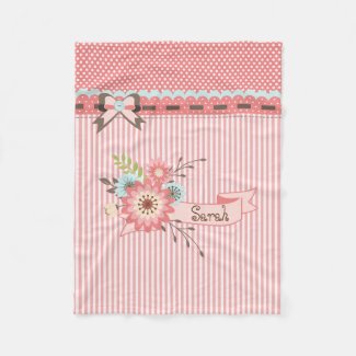 Pretty Coral Personalized Fleece Baby Blanket