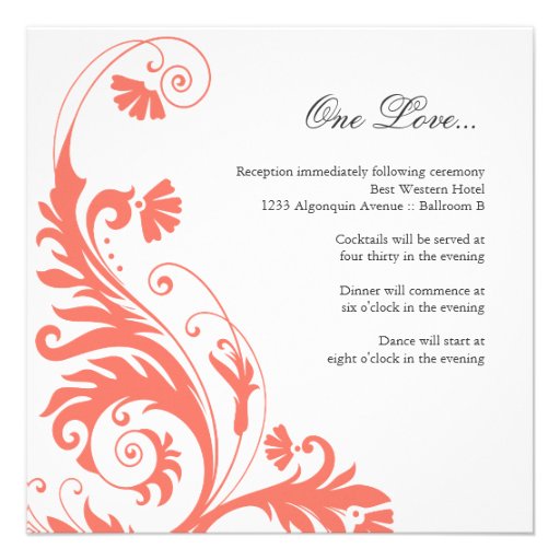 Pretty Coral Wedding Invitations