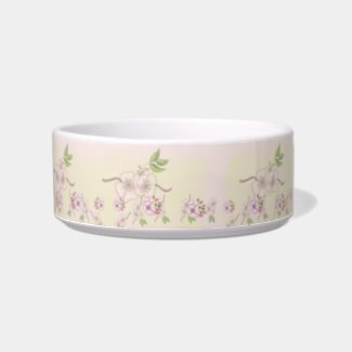 Pretty Country Flowers on Pink Antique petbowl