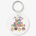 Pretty Cupcakes 1st Birthday Tshirts and Gifts keychains