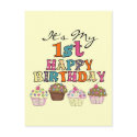 Pretty Cupcakes 1st Birthday Tshirts and Gifts postcards