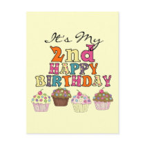 Pretty Cupcakes 2nd Birthday Tshirts and Gifts postcards