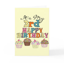 Pretty Cupcakes 3rd Birthday Tshirts and Gifts Greeting Cards