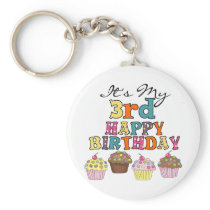 Pretty Cupcakes 3rd Birthday Tshirts and Gifts Keychain