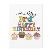 Pretty Cupcakes 3rd Birthday Tshirts and Gifts postcards