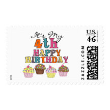 Pretty Cupcakes 4th Birthday Tshirts and Gifts Postage
