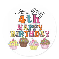 Pretty Cupcakes 4th Birthday Tshirts and Gifts Sticker