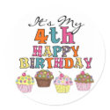 Pretty Cupcakes 4th Birthday Tshirts and Gifts stickers by kids_birthdays Pretty Cupcakes 4th Birthday Tshirts and Gifts stickers