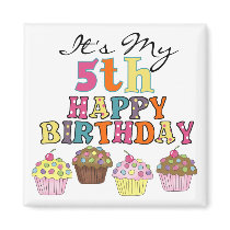 Pretty Cupcakes 5th Birthday Tshirts and Gifts magnets