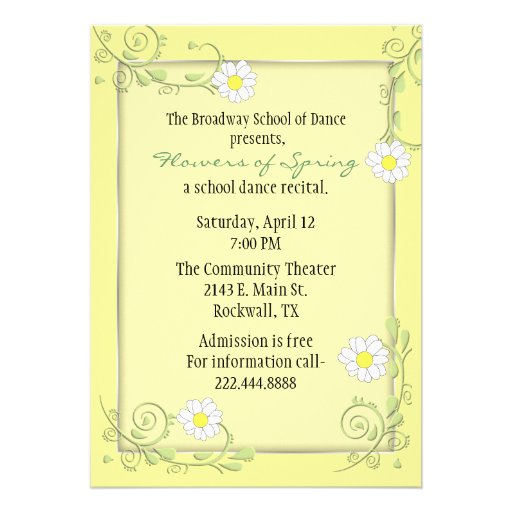 Pretty Custom Floral Recital Invitation