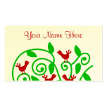 Pretty Cute and Chic Swirly Tree Bush Birds Design Business Card