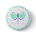 Pretty Cyan And Blue Dragonfly Button