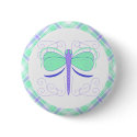 Pretty Cyan And Blue Dragonfly Button